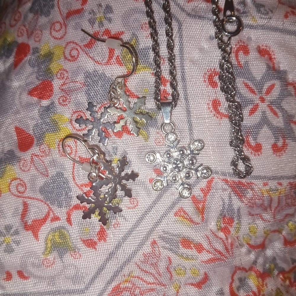 Silver Snowflake Jewelry Set